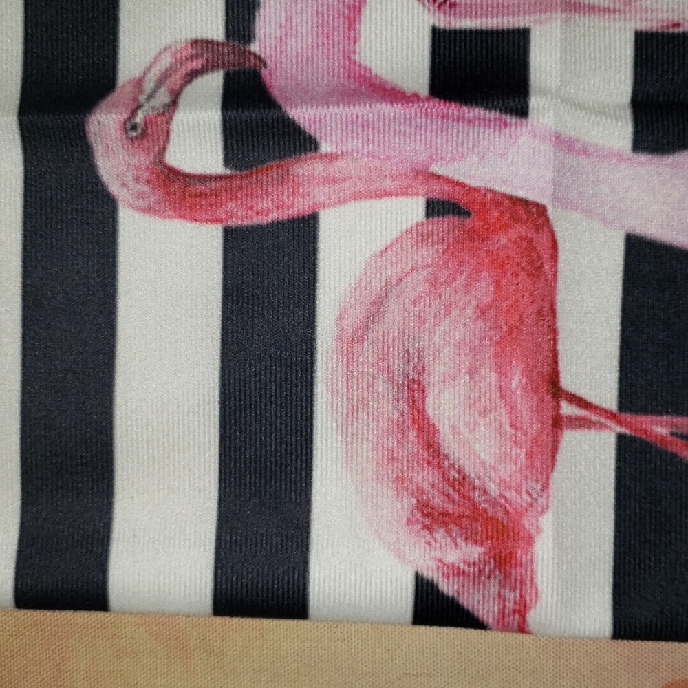 Flamingo Perfume Bottle Pillow Cover. Stripes Bow - Picture 4 of 10